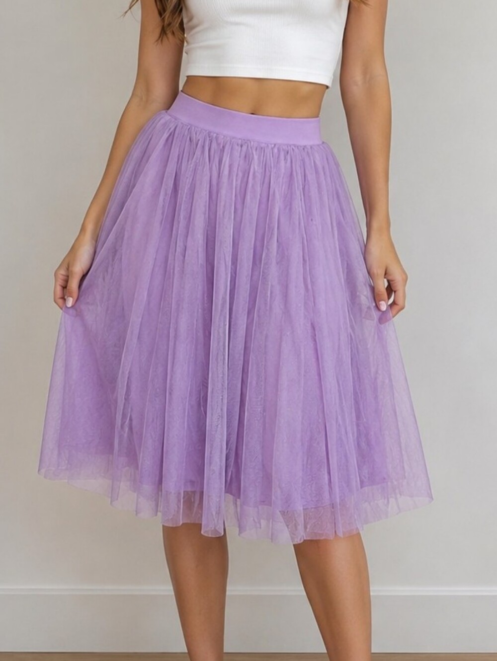 Boohoo Lavender Tulle Midi Skirt